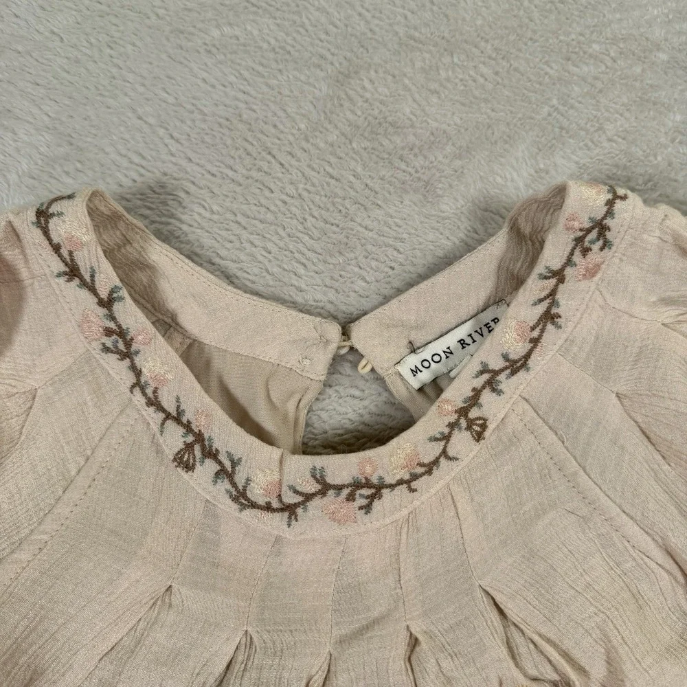 Moon River Anthropologie Small Embroidered‎ Lace Hem Boho Midi Dress - Picture 7 of 9